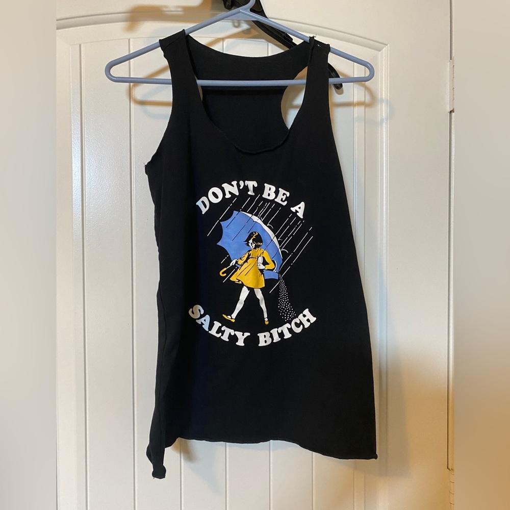 Black graphic tank.